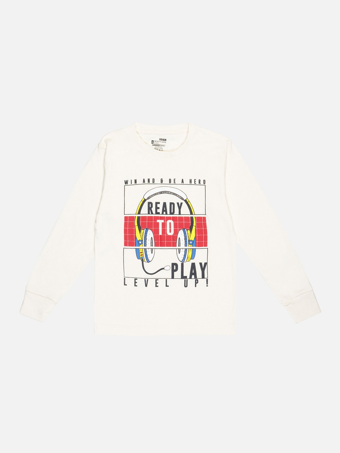 

Bodycare Boys Typography Printed Cotton T-shirt, Off white