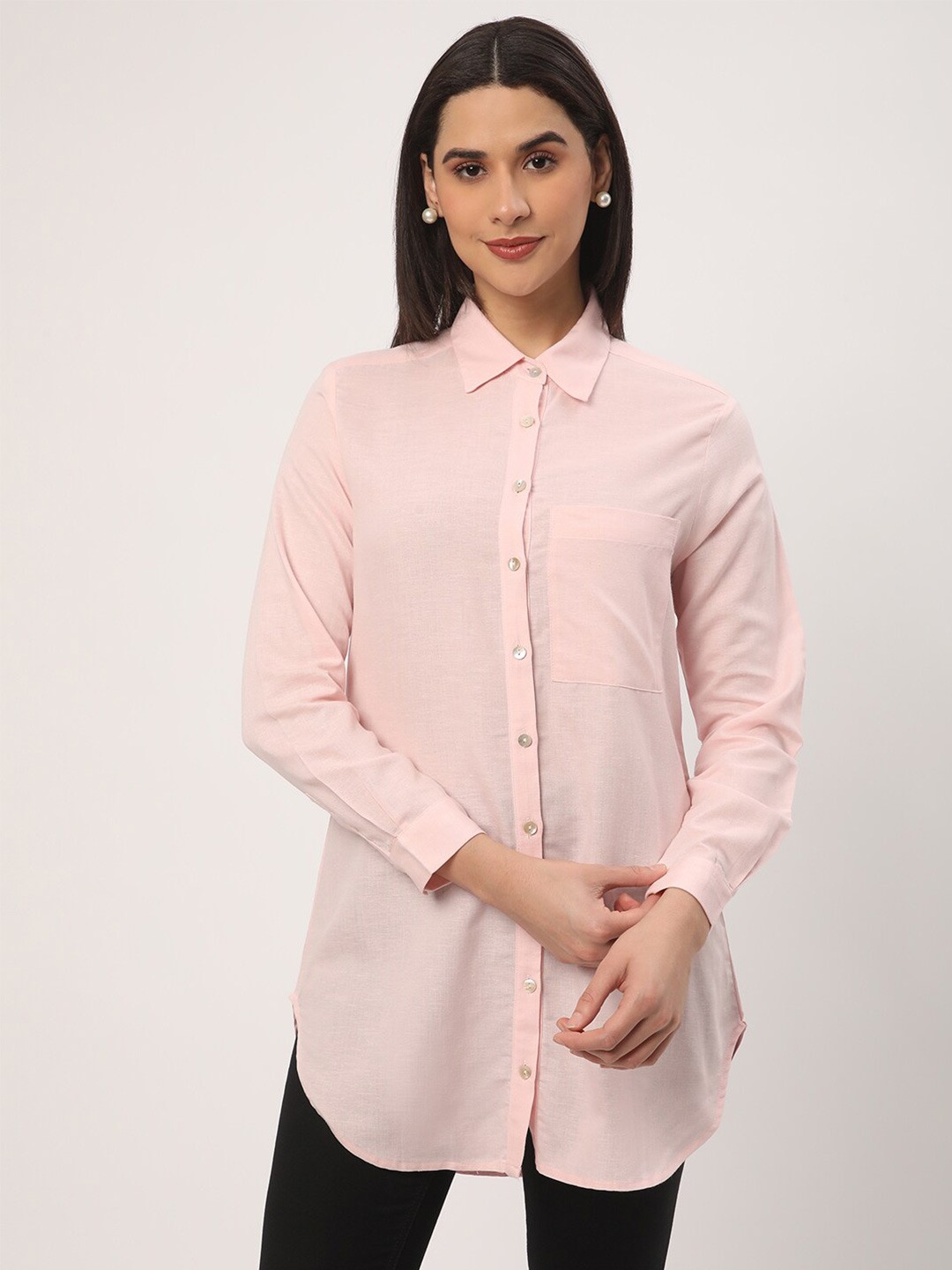 

R&B Spread Collar Slim Fit T-shirt, Pink