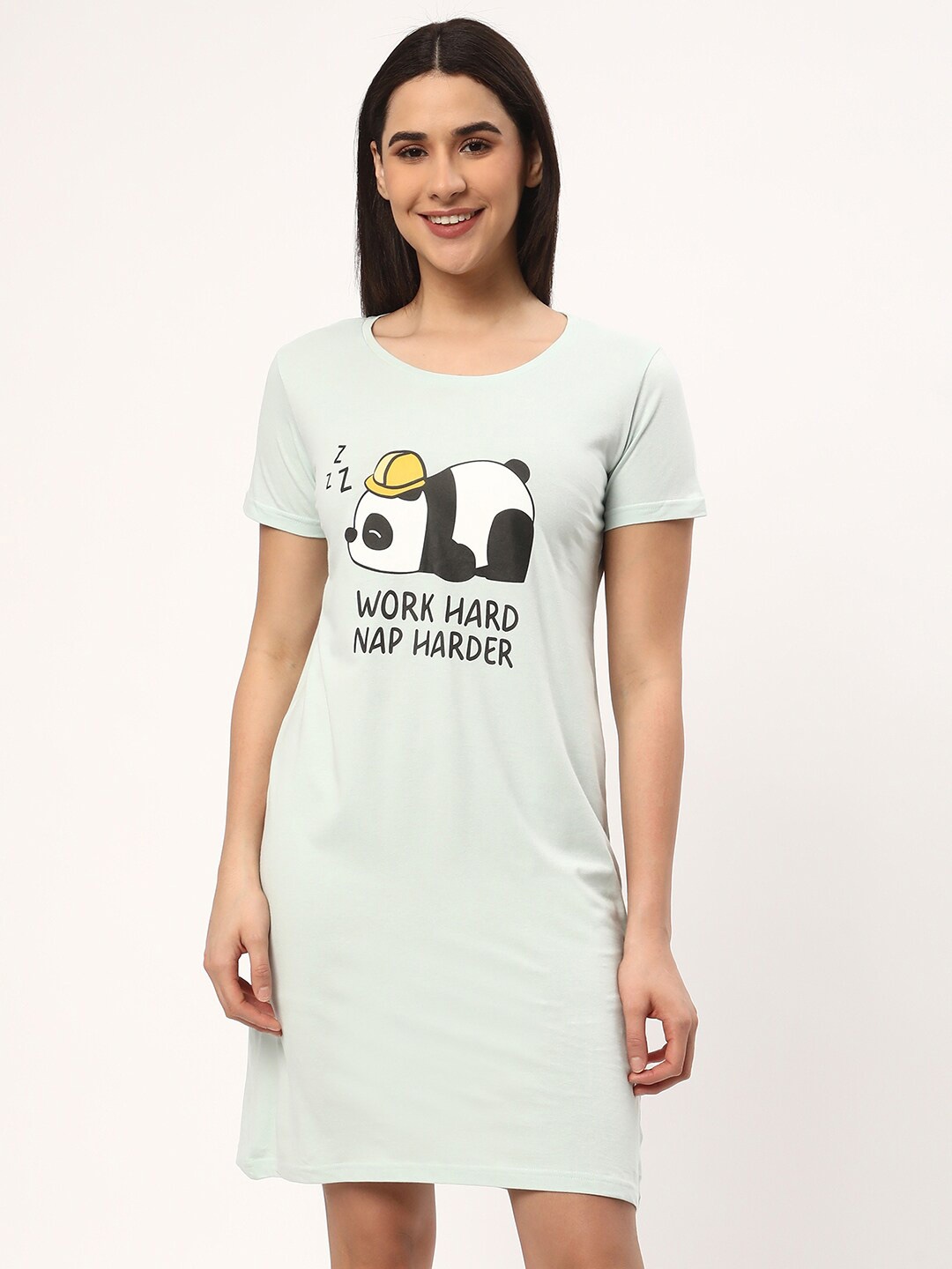 

R&B Printed Round Neck T-shirt Dress, Green