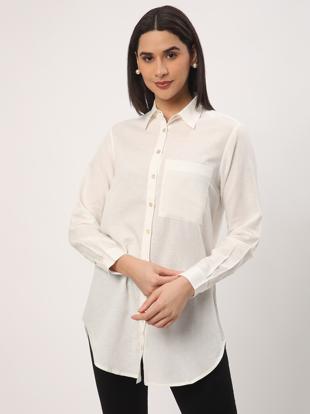 

R&B Spread Collar Slim Fit T-shirt, White