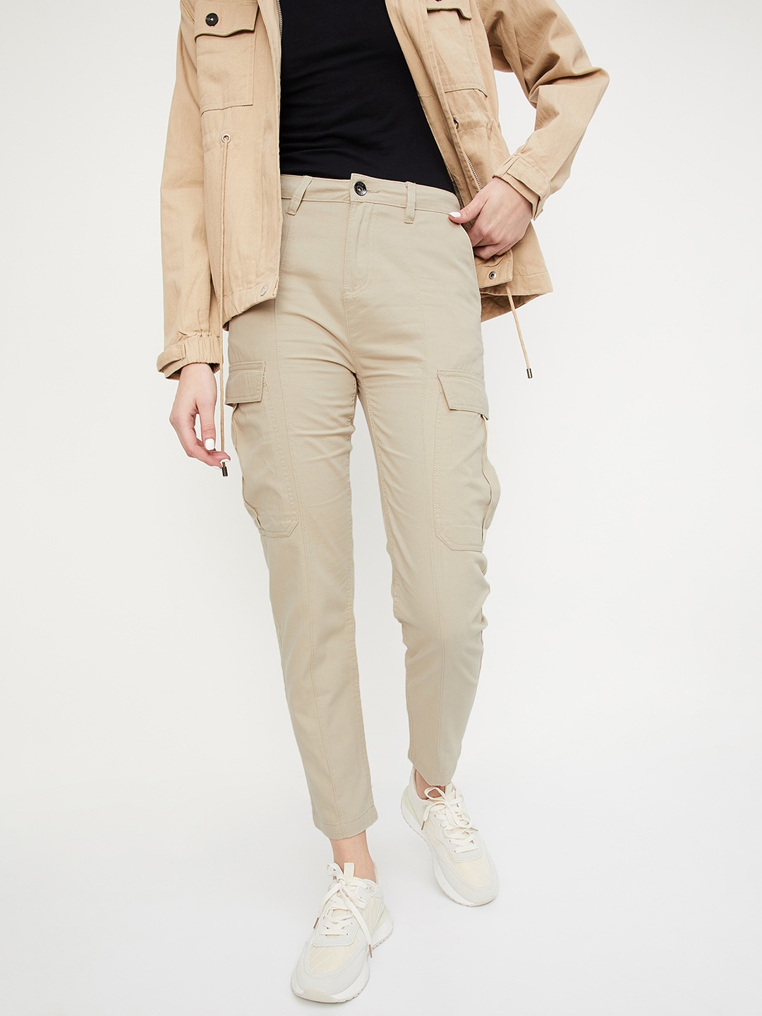 

max Women Trousers, Beige