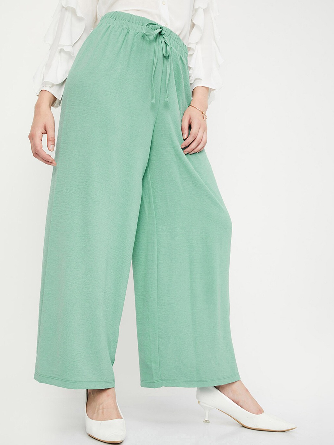 

max Women Mid-Rise Parallel Trousers, Green