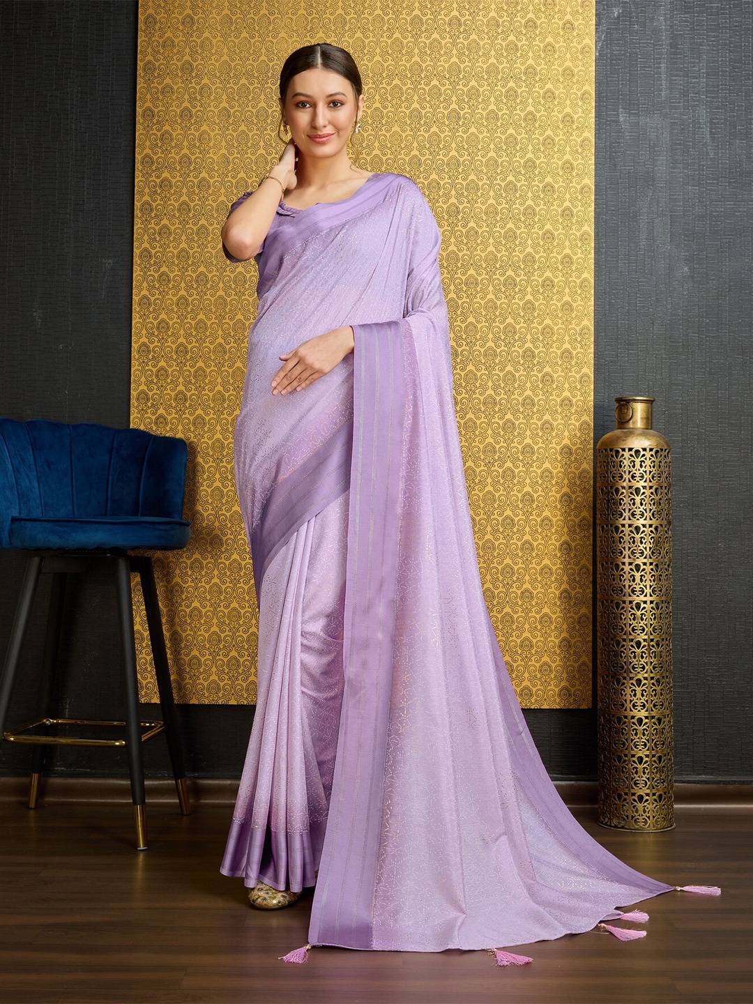 

Mitera Ethnic Motifs Printed Pure Georgette Saree, Purple