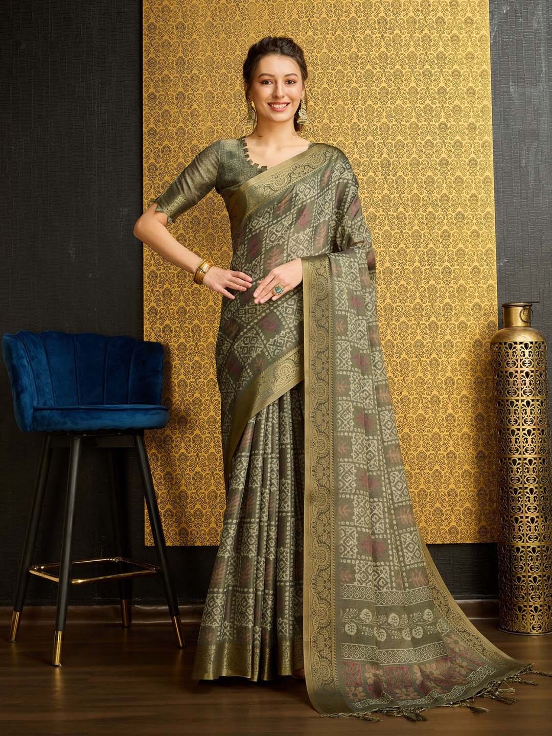 

Mitera Ethnic Motifs Pure Silk Saree, Green