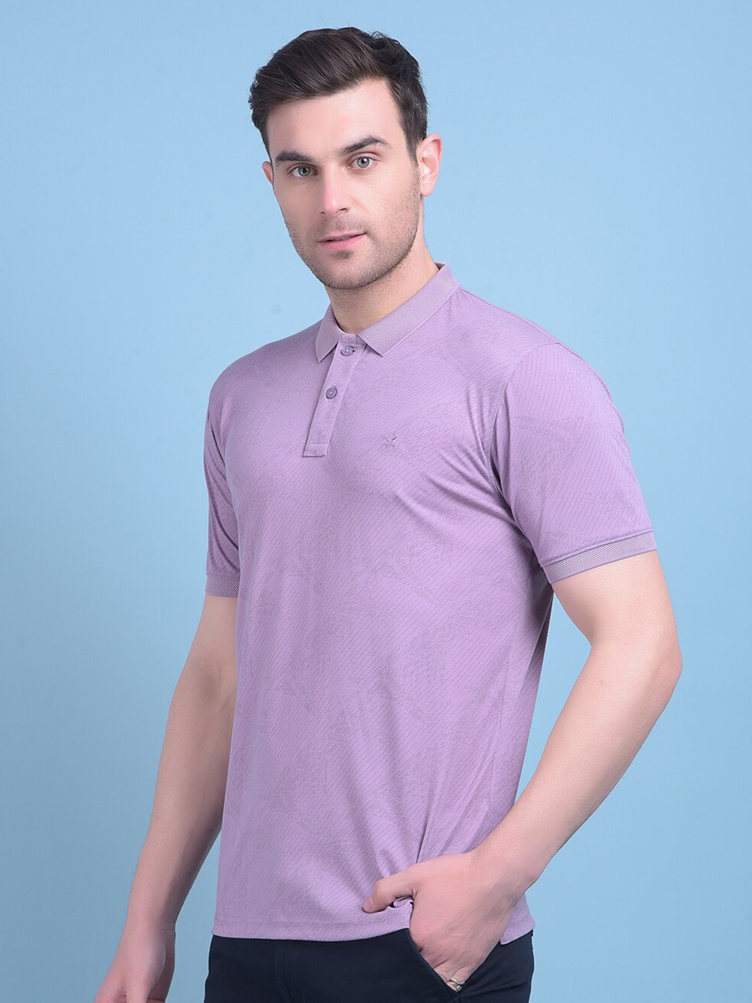 

Crimsoune Club Polo Collar Slim Fit Cotton T-shirt, Purple