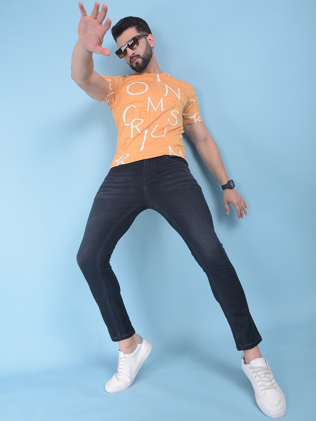 

Crimsoune Club Typography Printed Slim Fit Cotton T-shirt, Orange