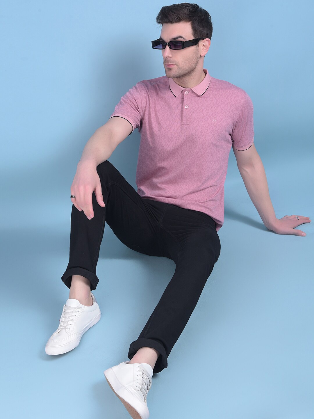 

Crimsoune Club Polo Collar Slim Fit Cotton T-shirt, Pink