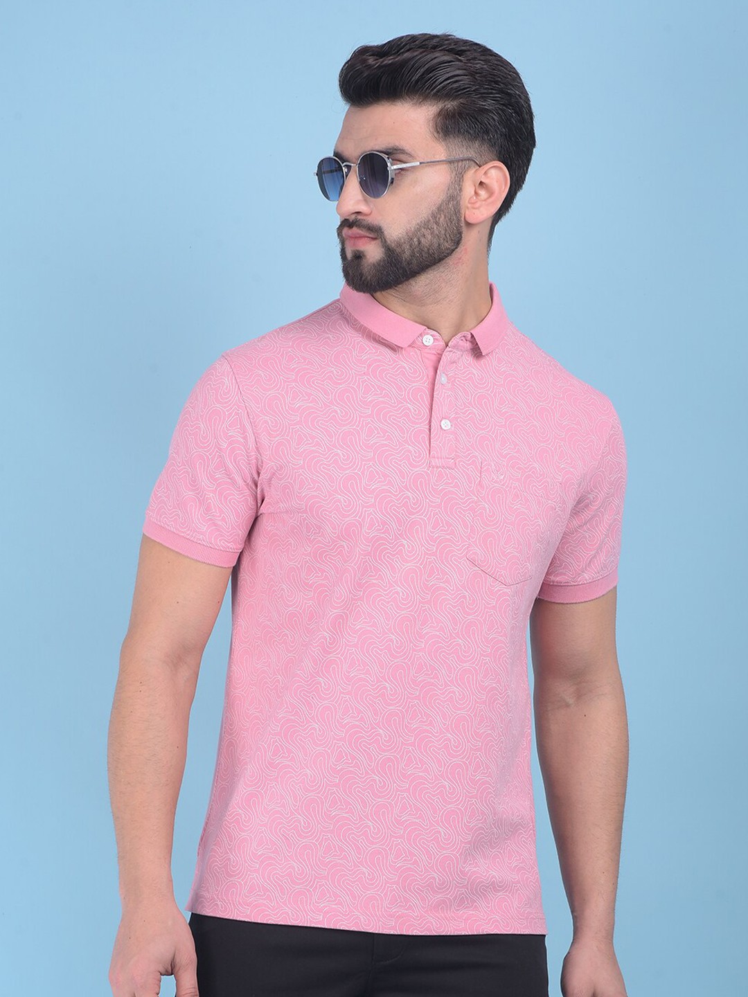 

Crimsoune Club Polo Collar Pockets Slim Fit T-shirt, Peach