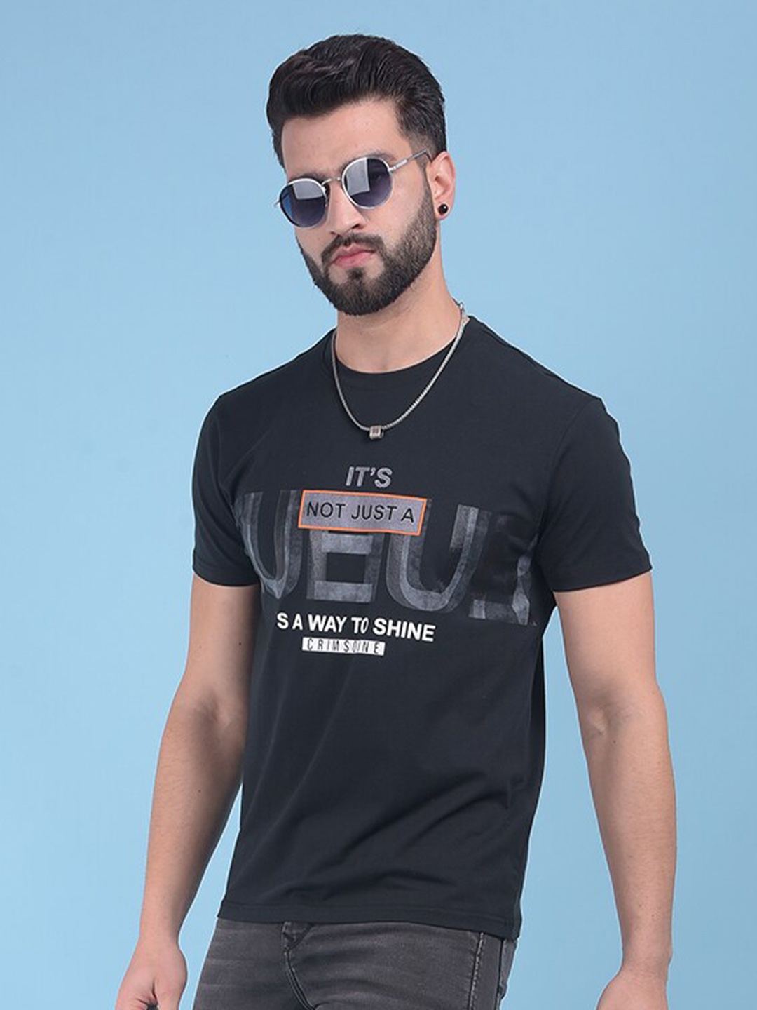 

Crimsoune Club Typography Printed Slim Fit Cotton T-shirt, Black