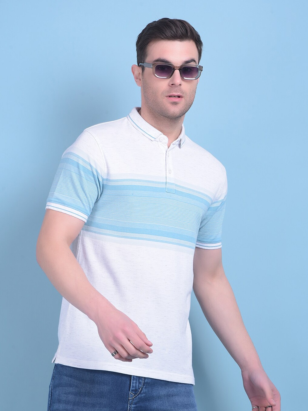 

Crimsoune Club Colourblocked Polo Collar Slim Fit T-shirt, Blue