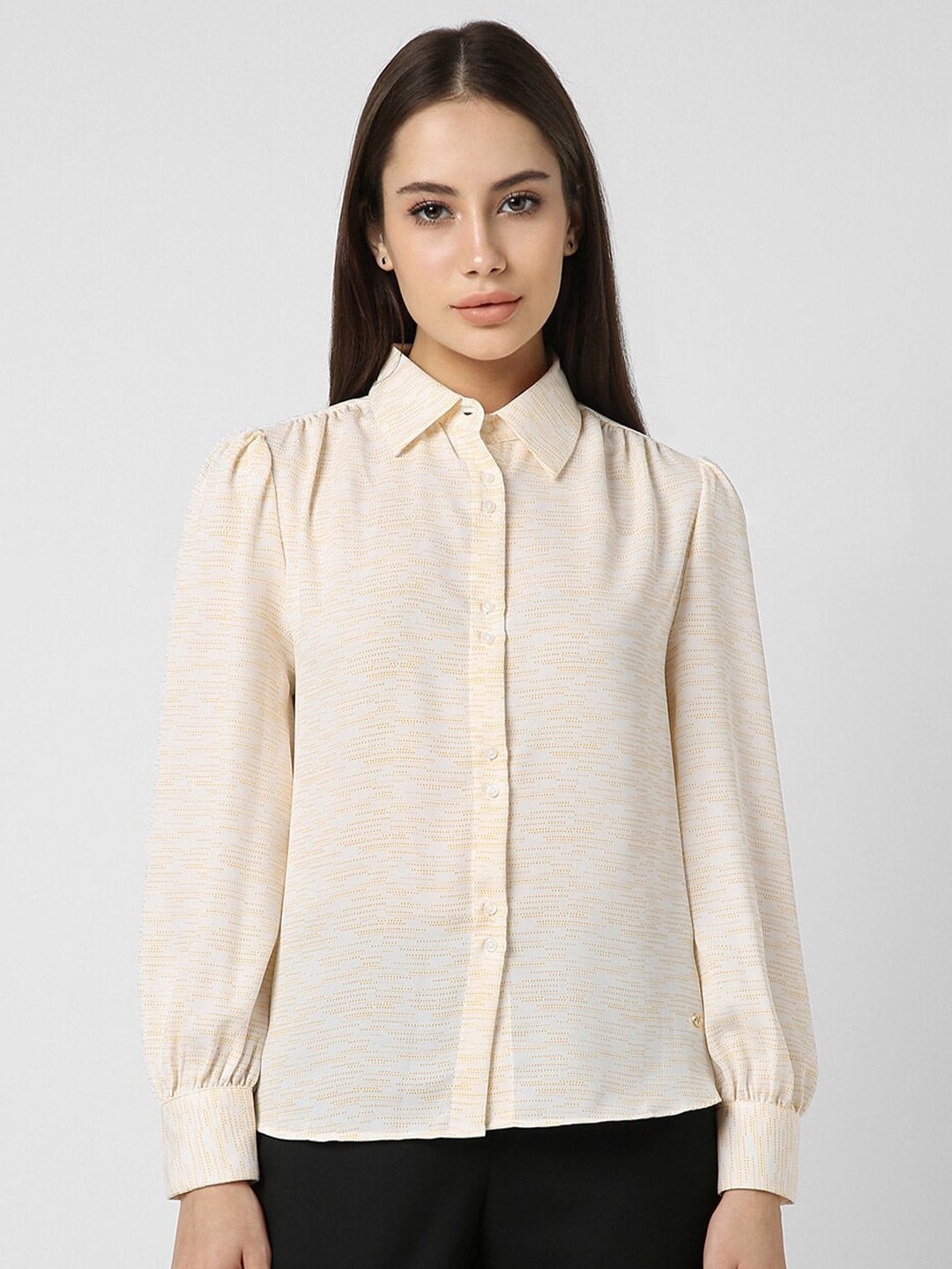 

Van Heusen Woman Spread Collar Opaque Formal Shirt, Cream