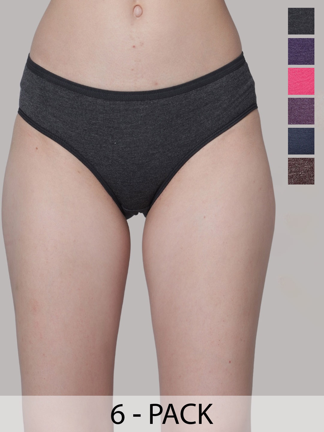 

Aimly Pack Of 6 Cotton Hipster Briefs 5115_P6_Multi, Grey