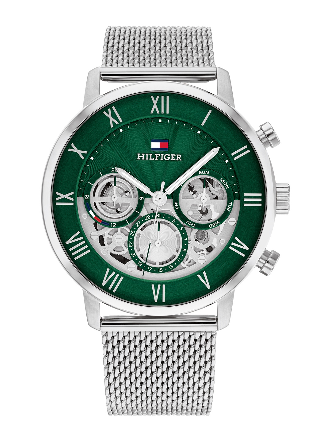 

Tommy Hilfiger Men Skeleton Dial & Stainless Steel Bracelet Style Analogue Watch TH1710567, Green