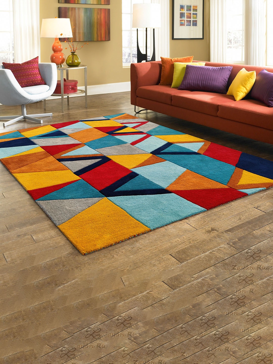 

Zayan Rugs Unisex White Carpets, Blue