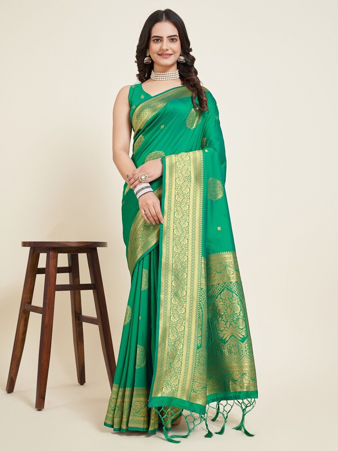 

Kalista Woven Design Zari Saree, Green