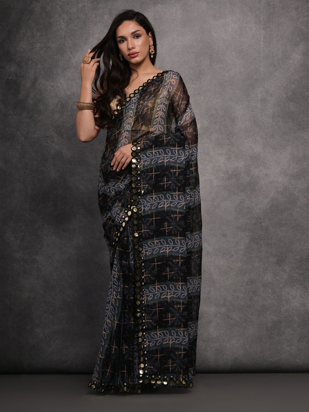 

Kalista Pure Georgette Saree, Grey