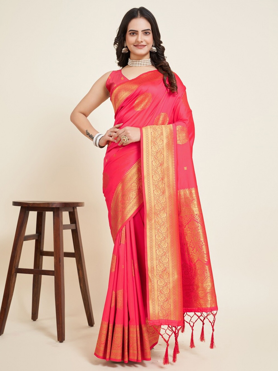 

Kalista Ethnic Motifs Zari Saree, Red