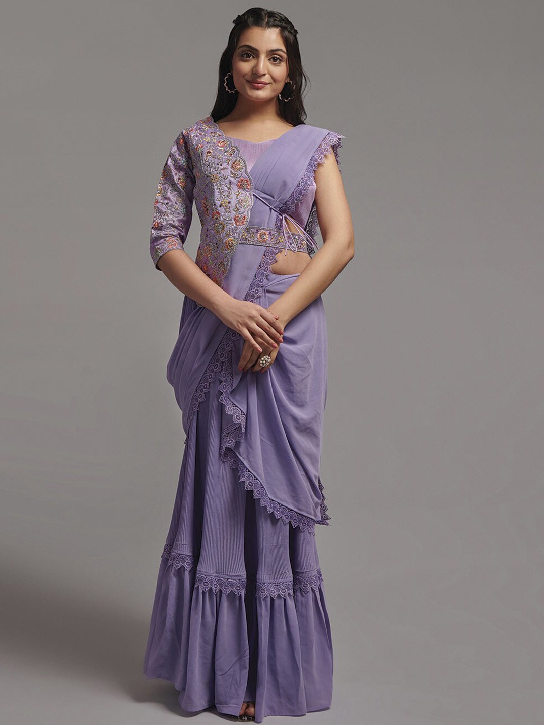 

Kalista Pure Georgette Ready to Wear Saree, Pink