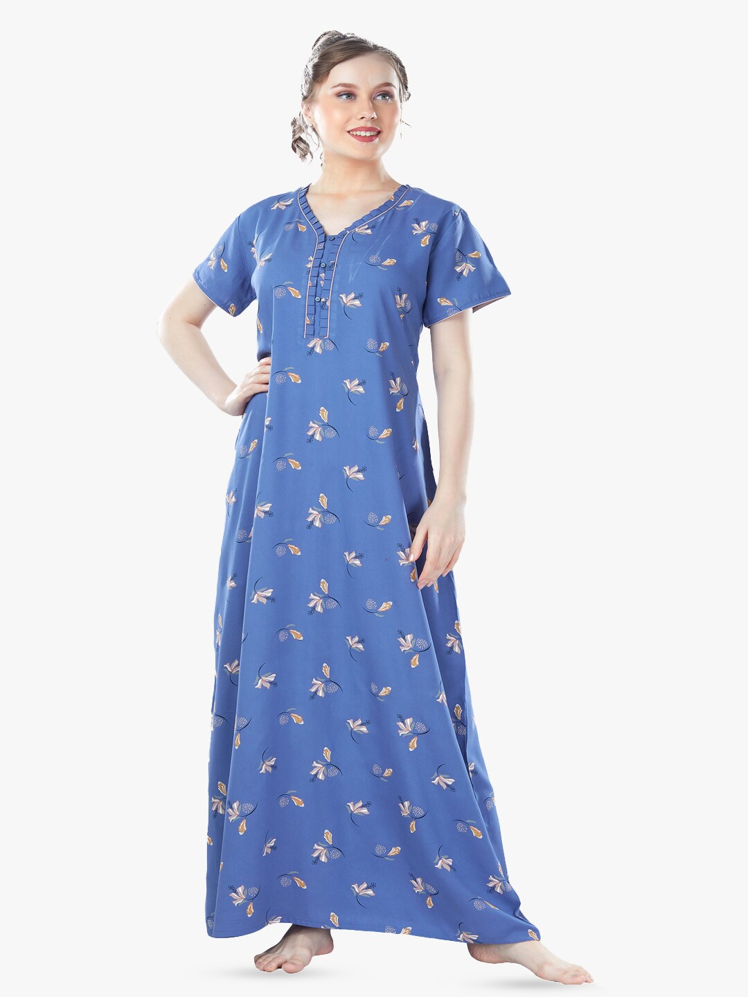 

QUIRA Printed Maxi Nightdress, Blue