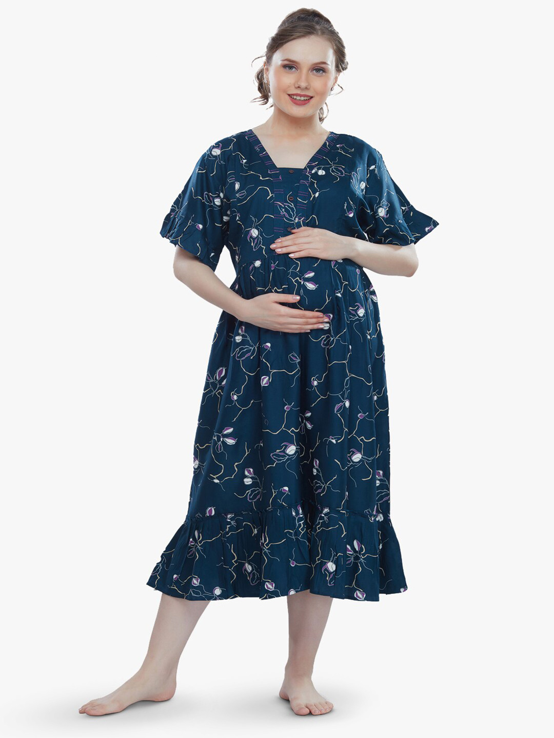 

QUIRA Printed Nightdress, Blue