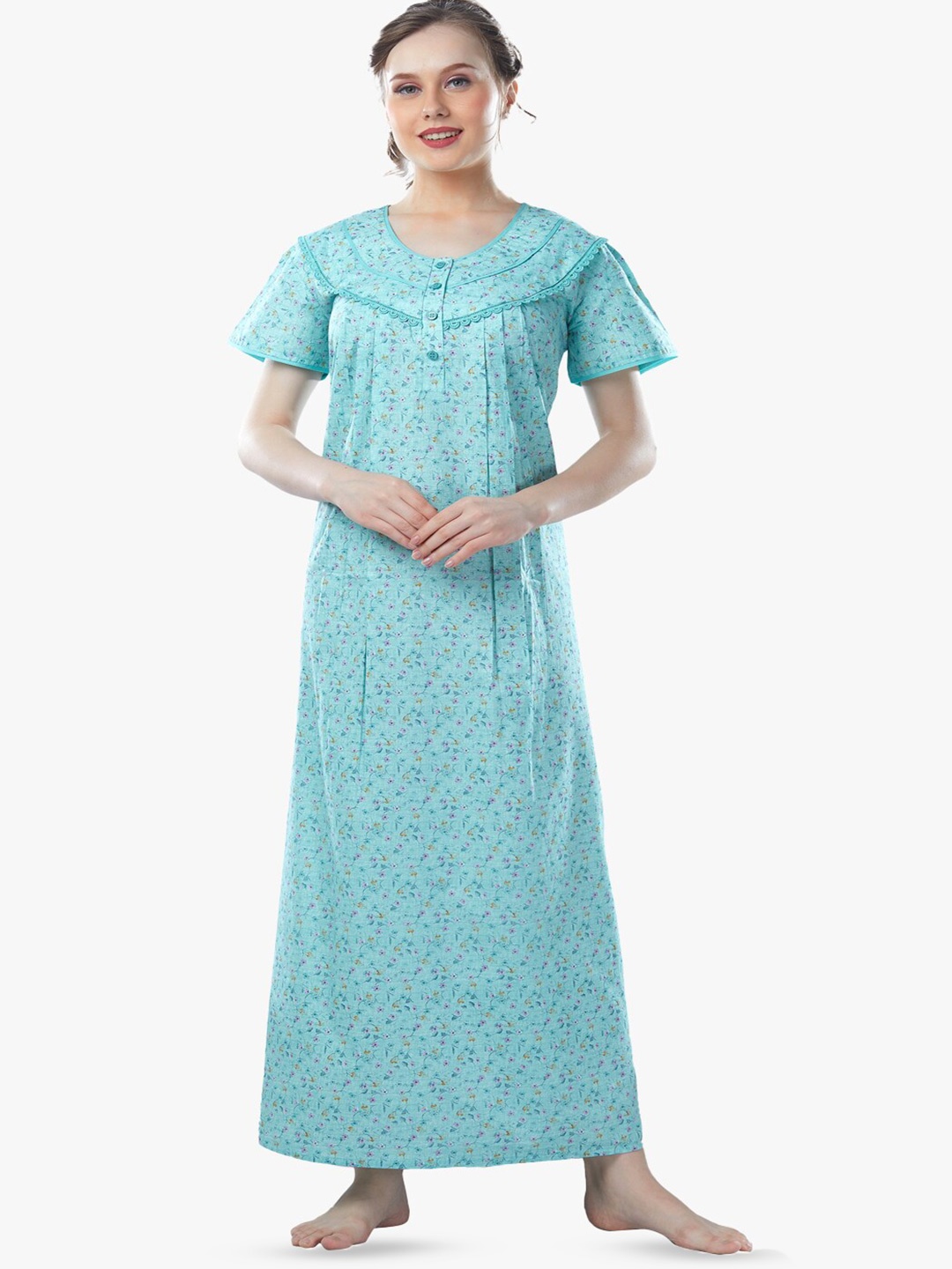 QUIRA Printed Maxi Nightdress, Green