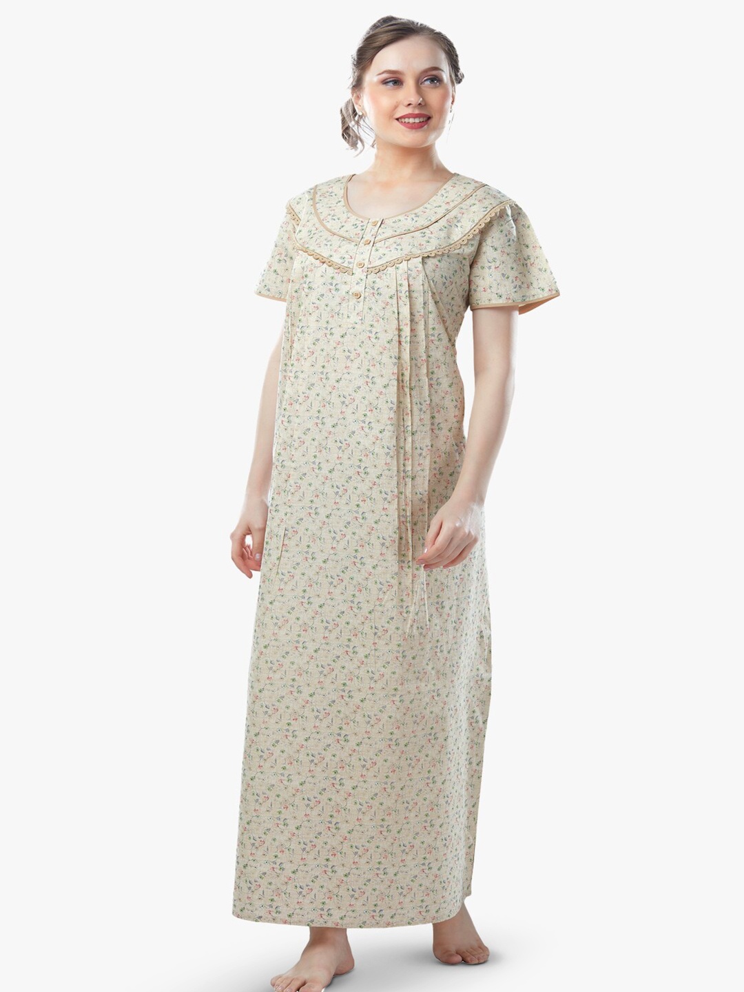

QUIRA Printed Maxi Nightdress, Gold