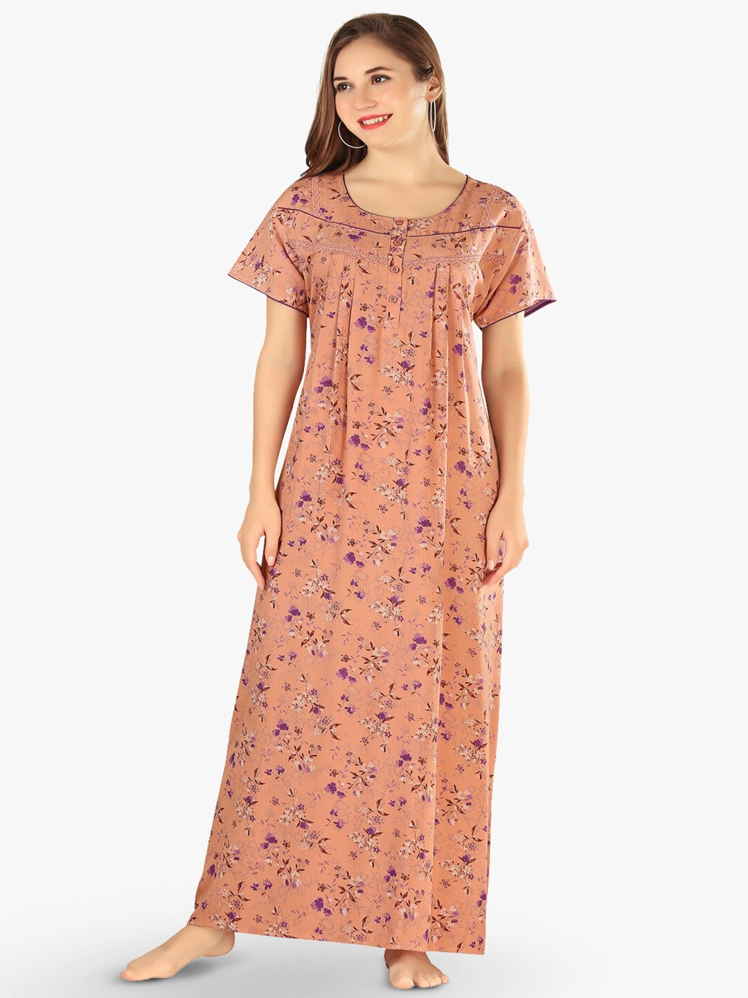 

QUIRA Printed Maxi Nightdress, Rust