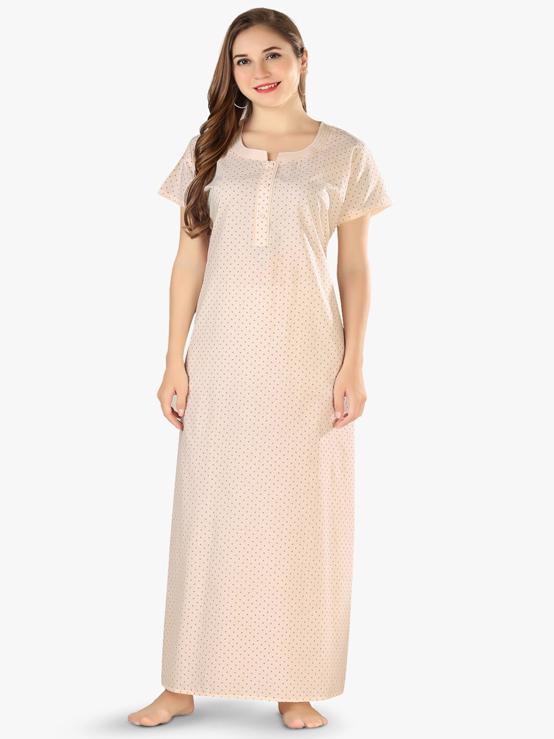 

QUIRA Printed Maxi Nightdress, Peach