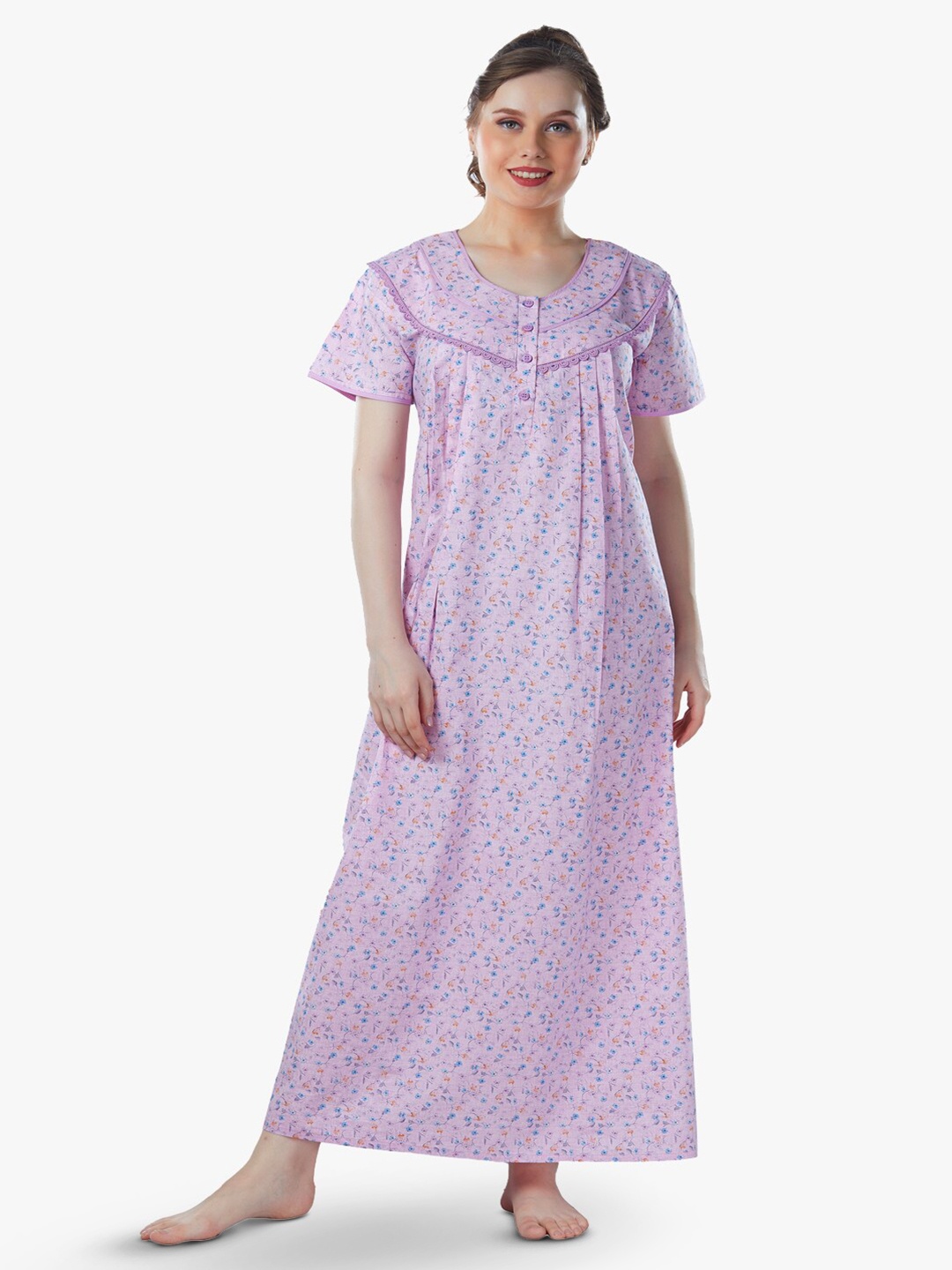 

QUIRA Printed Maxi Nightdress, Pink