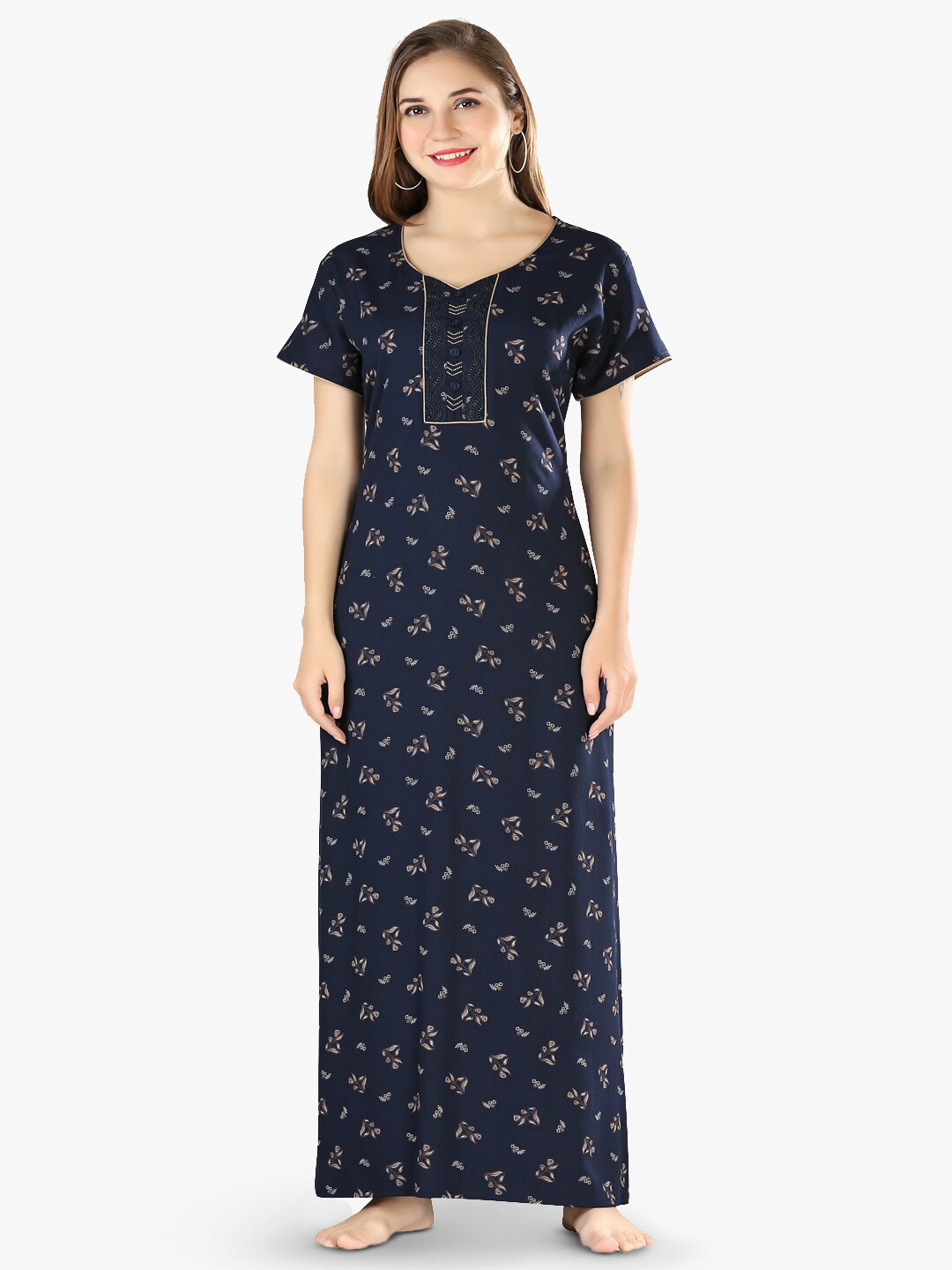 

QUIRA Printed Maxi Nightdress, Blue