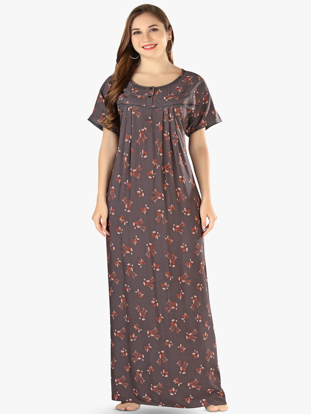 

QUIRA Printed Maxi Nightdress, Brown