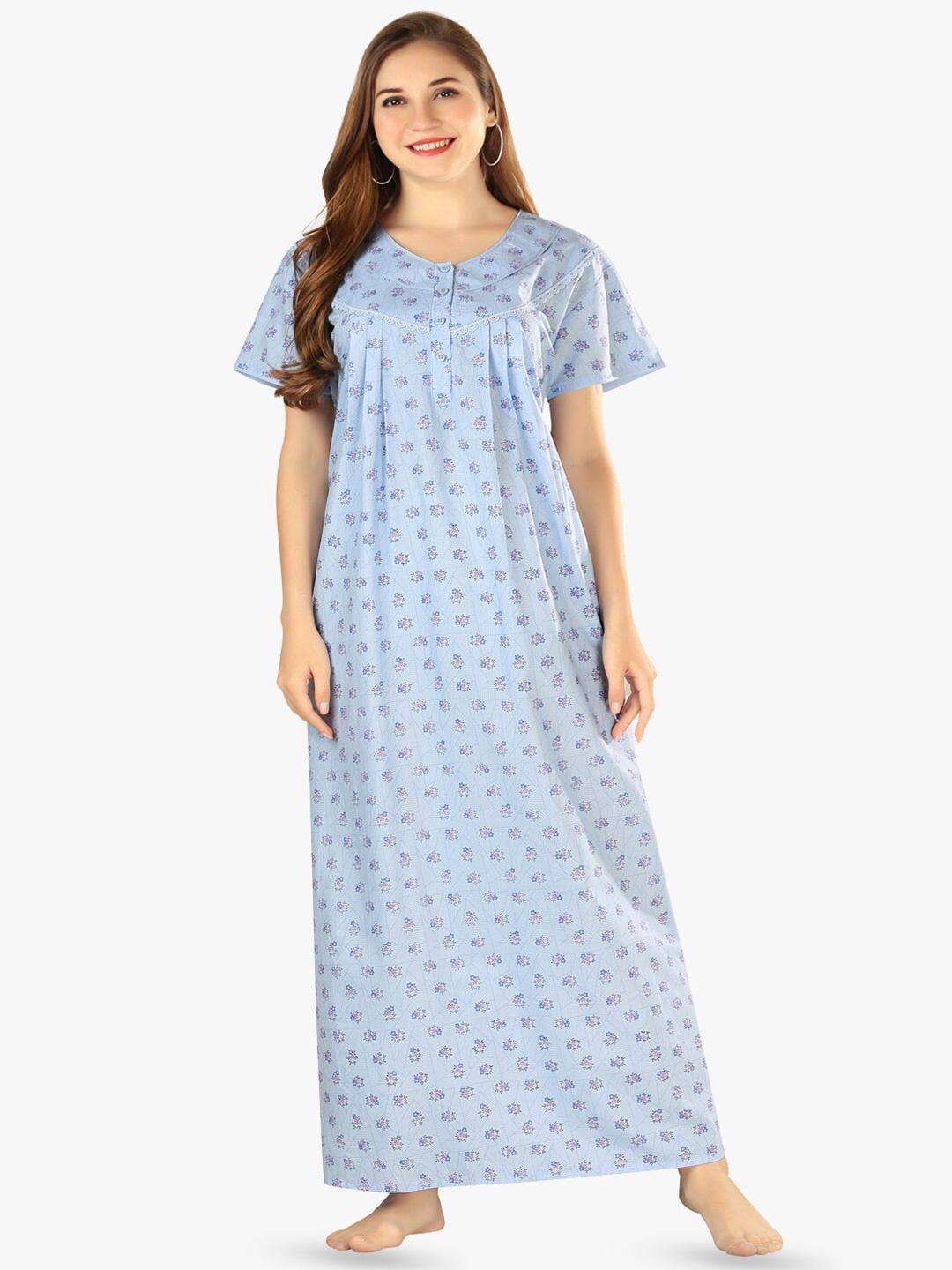 

QUIRA Printed Maxi Nightdress, Blue