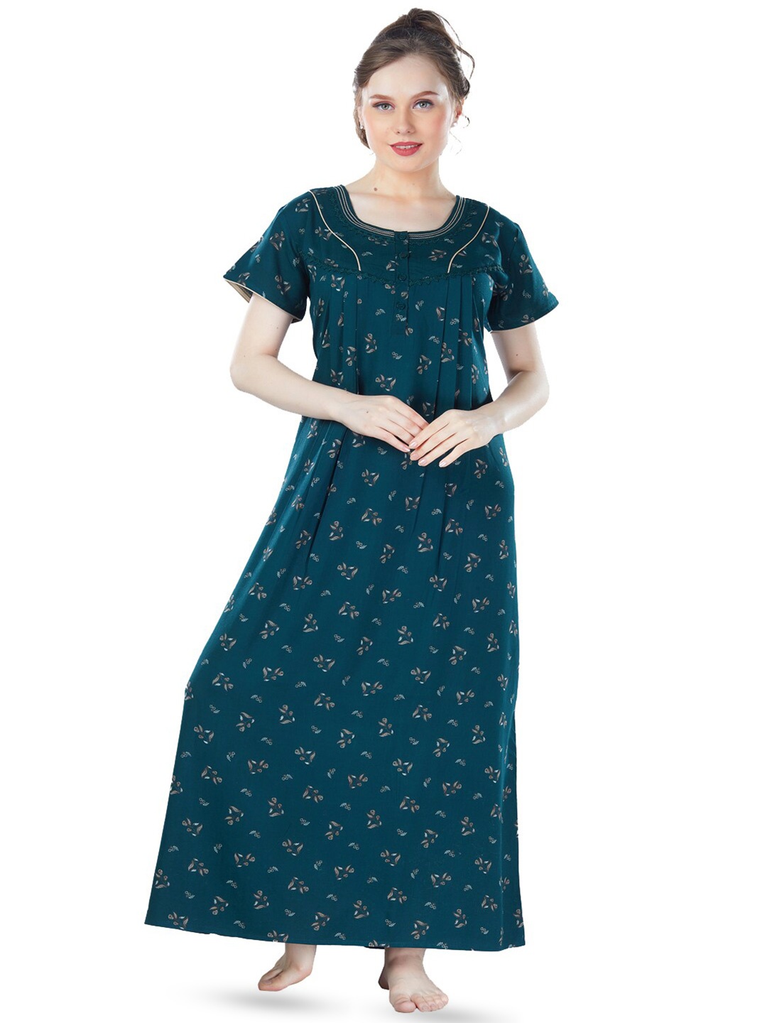 

QUIRA Printed Maxi Nightdress, Green