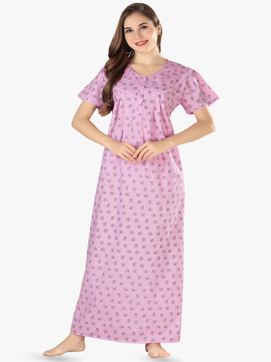 

QUIRA Printed Maxi Nightdress, Pink