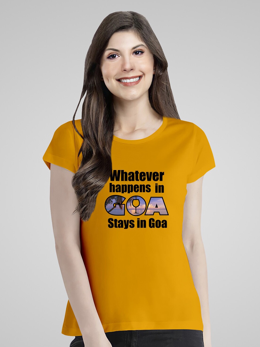 

Pootlu Typography Printed Pure Cotton T-shirt, Yellow