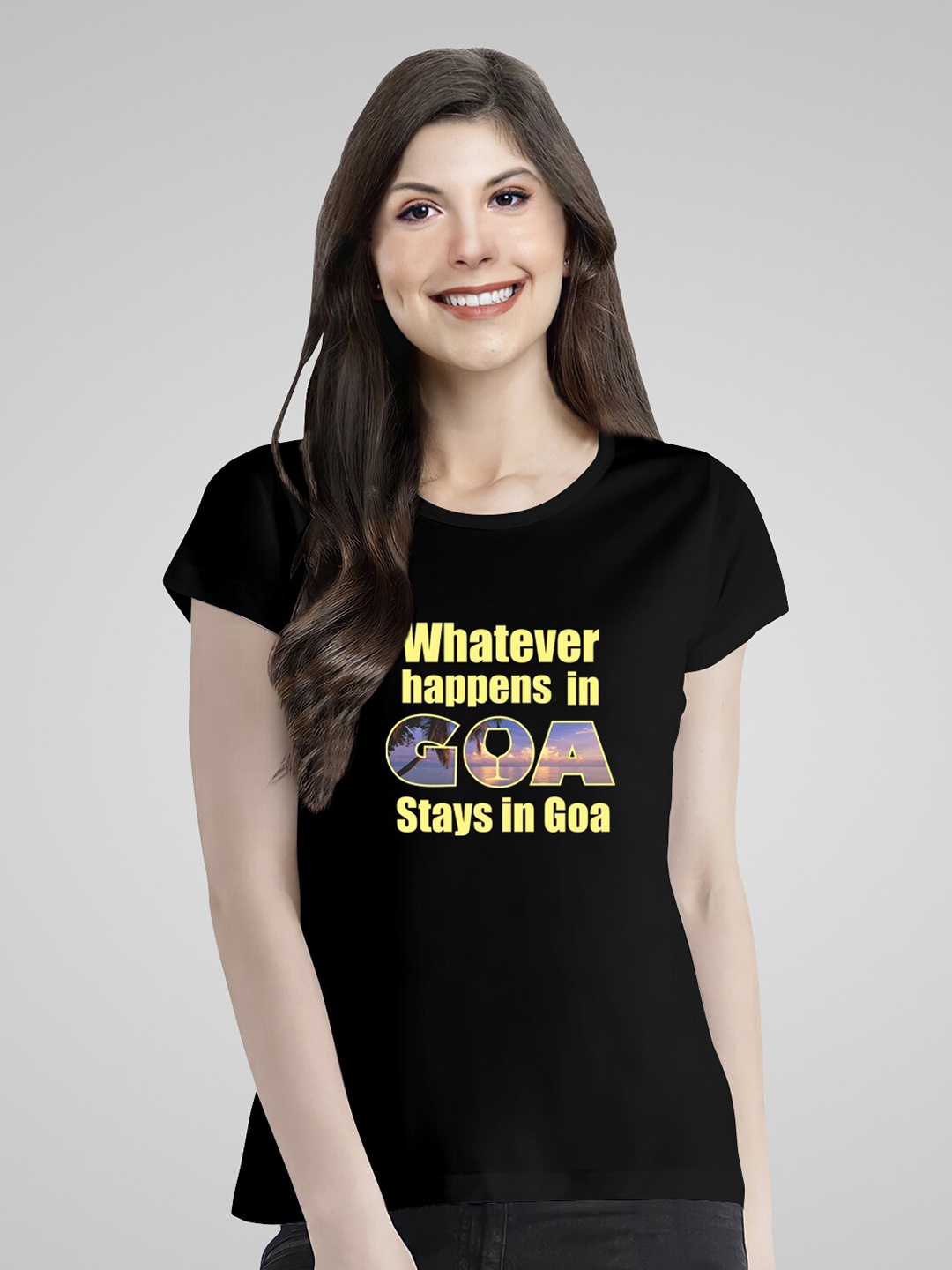

Pootlu Typography Printed Pure Cotton Goa Themed T-shirt, Black
