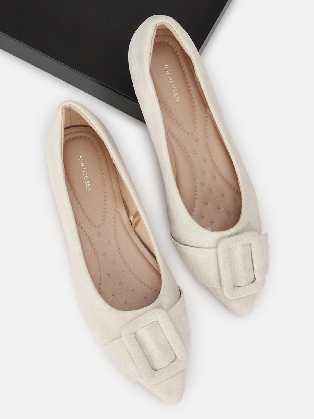 

Van Heusen Woman Buckle Detailed Ballerinas, Cream