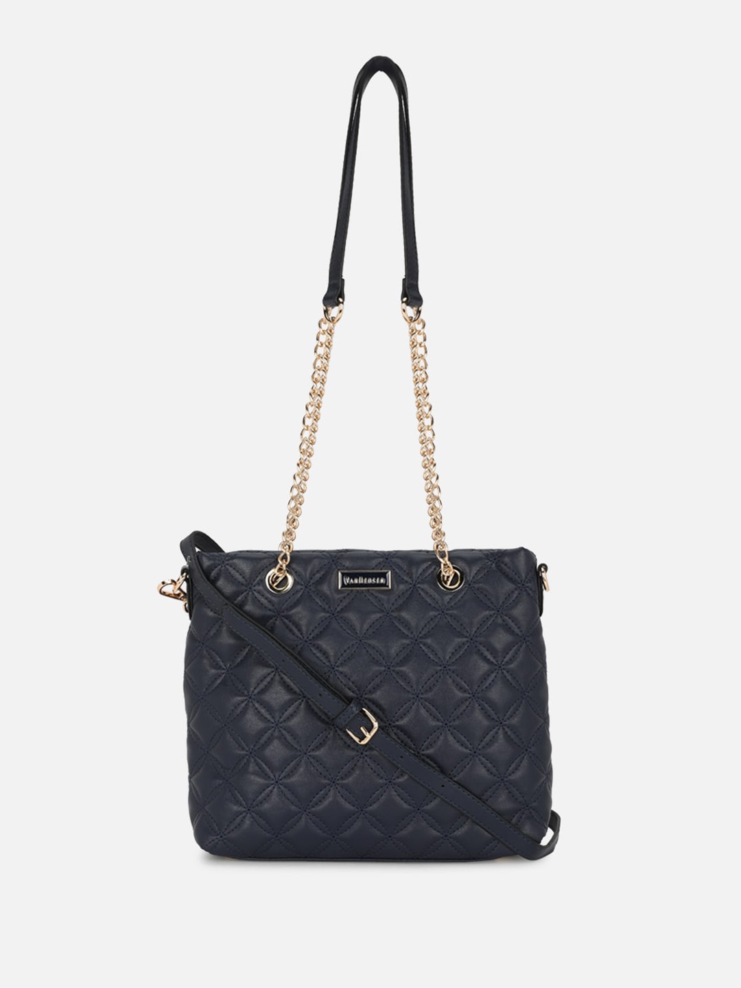 

Van Heusen Woman Textured Structured Quilted Sling Bag, Navy blue