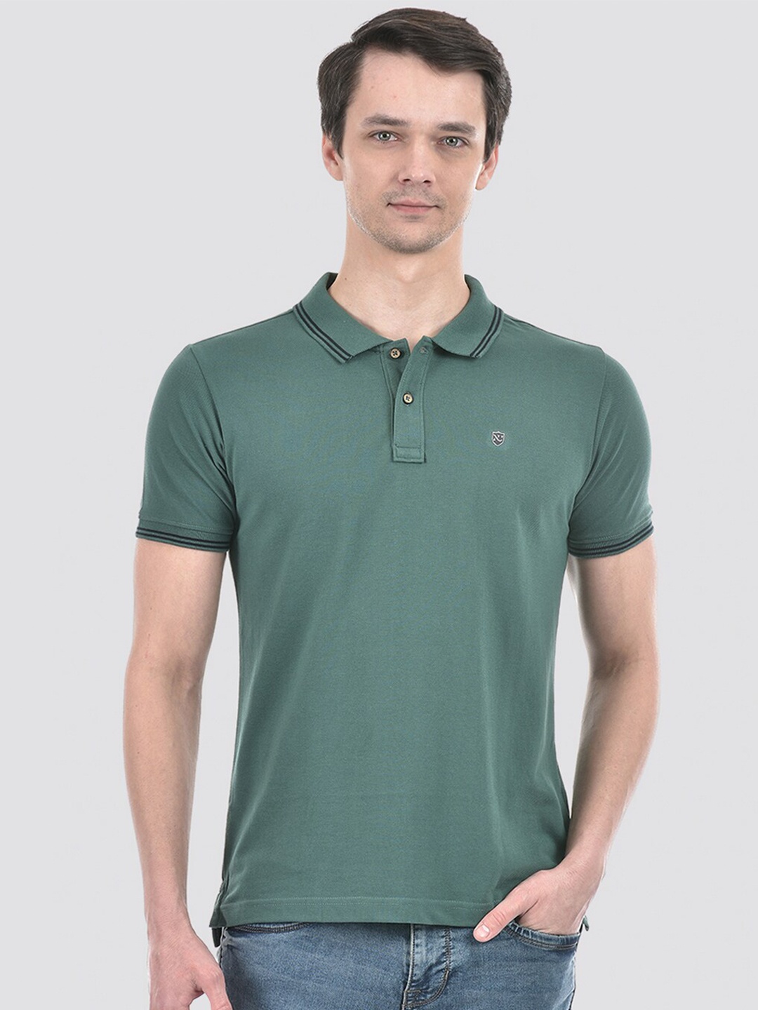 

Numero Uno Polo Collar Short Sleeves Cotton Slim Fit T-shirt, Green