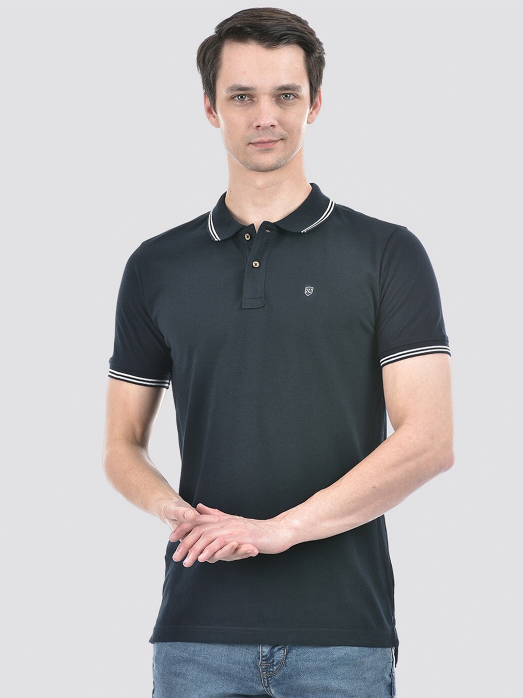 

Numero Uno Polo Collar Short Sleeves Cotton Slim Fit T-shirt, Navy blue