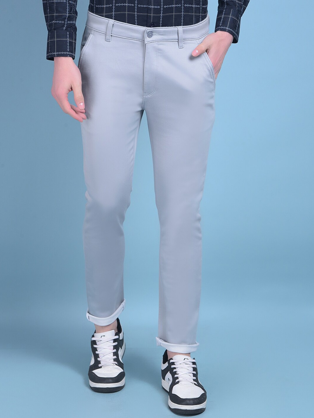 

Crimsoune Club Men Smart Slim Fit Regular Trousers, Blue
