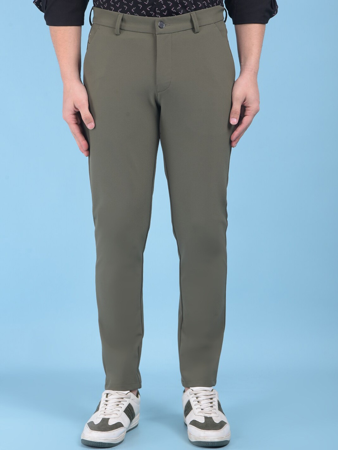 

Crimsoune Club Men Smart Slim Fit Regular Trousers, Olive