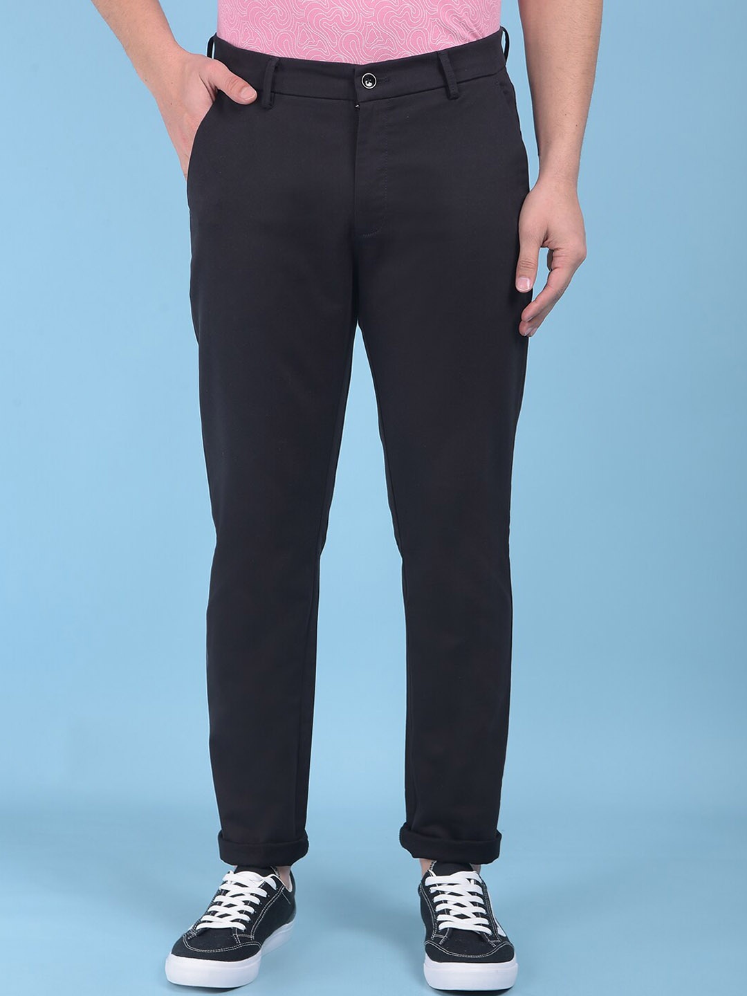 

Crimsoune Club Men Smart Slim Fit Chinos Cotton Trousers, Black