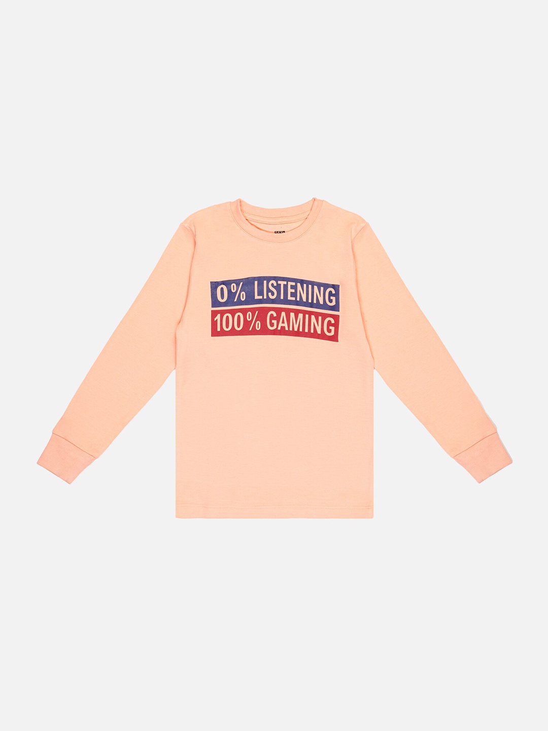 Bodycare Boys Typograhy Printed Round Neck T-shirt, Peach