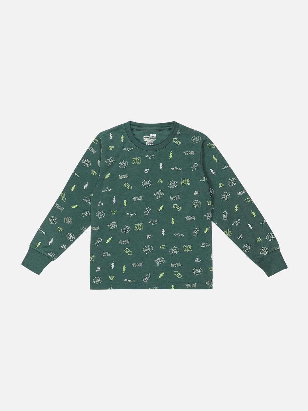 

Bodycare Boys Typography Printed Cotton Round Neck T-shirt, Green