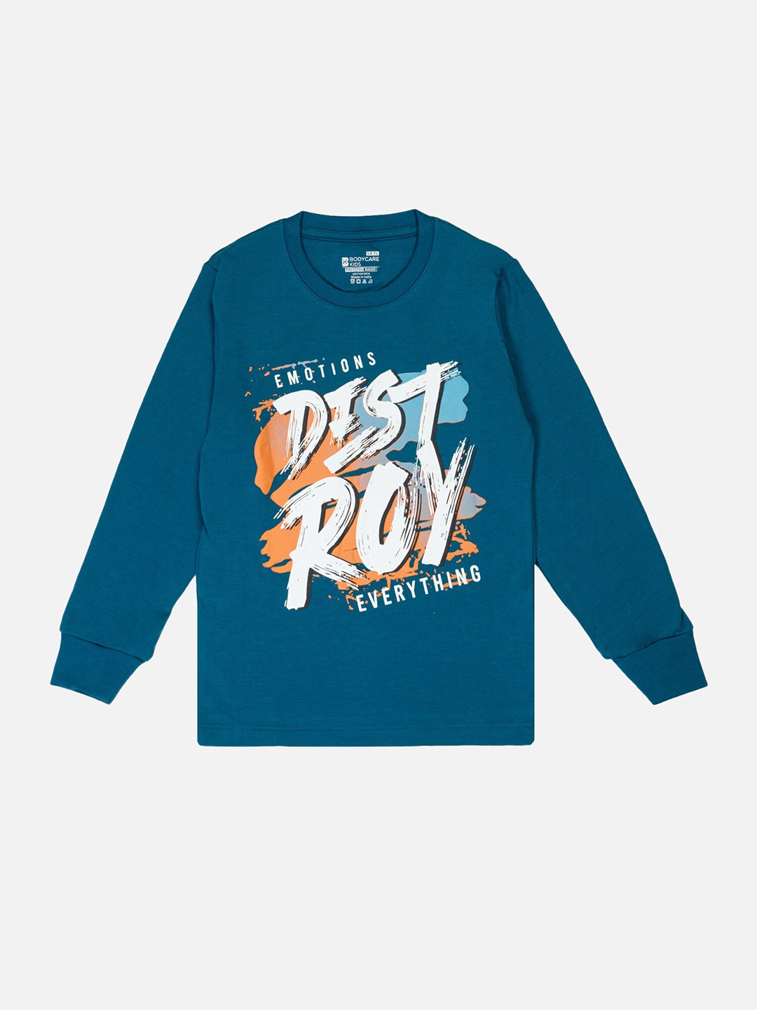

Bodycare Boys Typography Printed Cotton Applique T-shirt, Teal