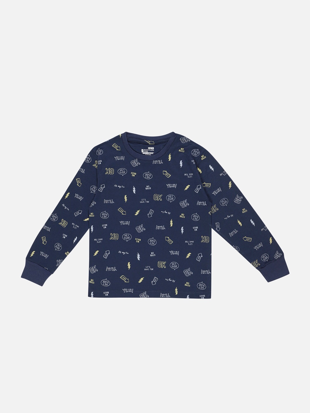 

Bodycare Boys Typography Printed Cotton Round Neck T-shirt, Navy blue