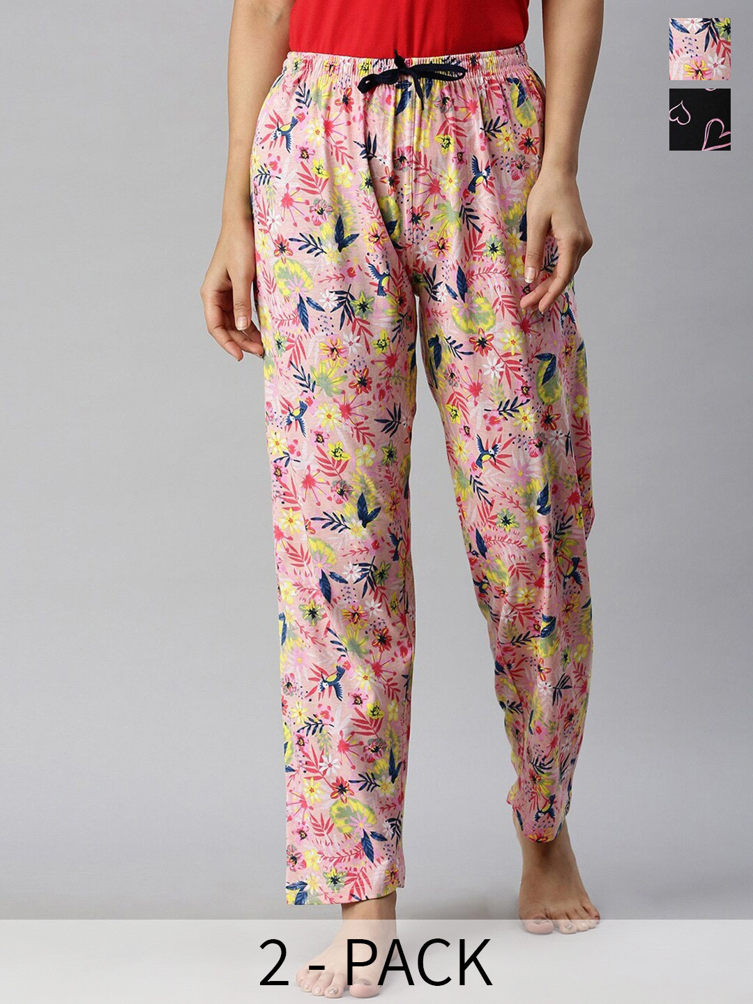 

Kryptic Pack Of 2 Printed Cotton Lounge Pants, Yellow