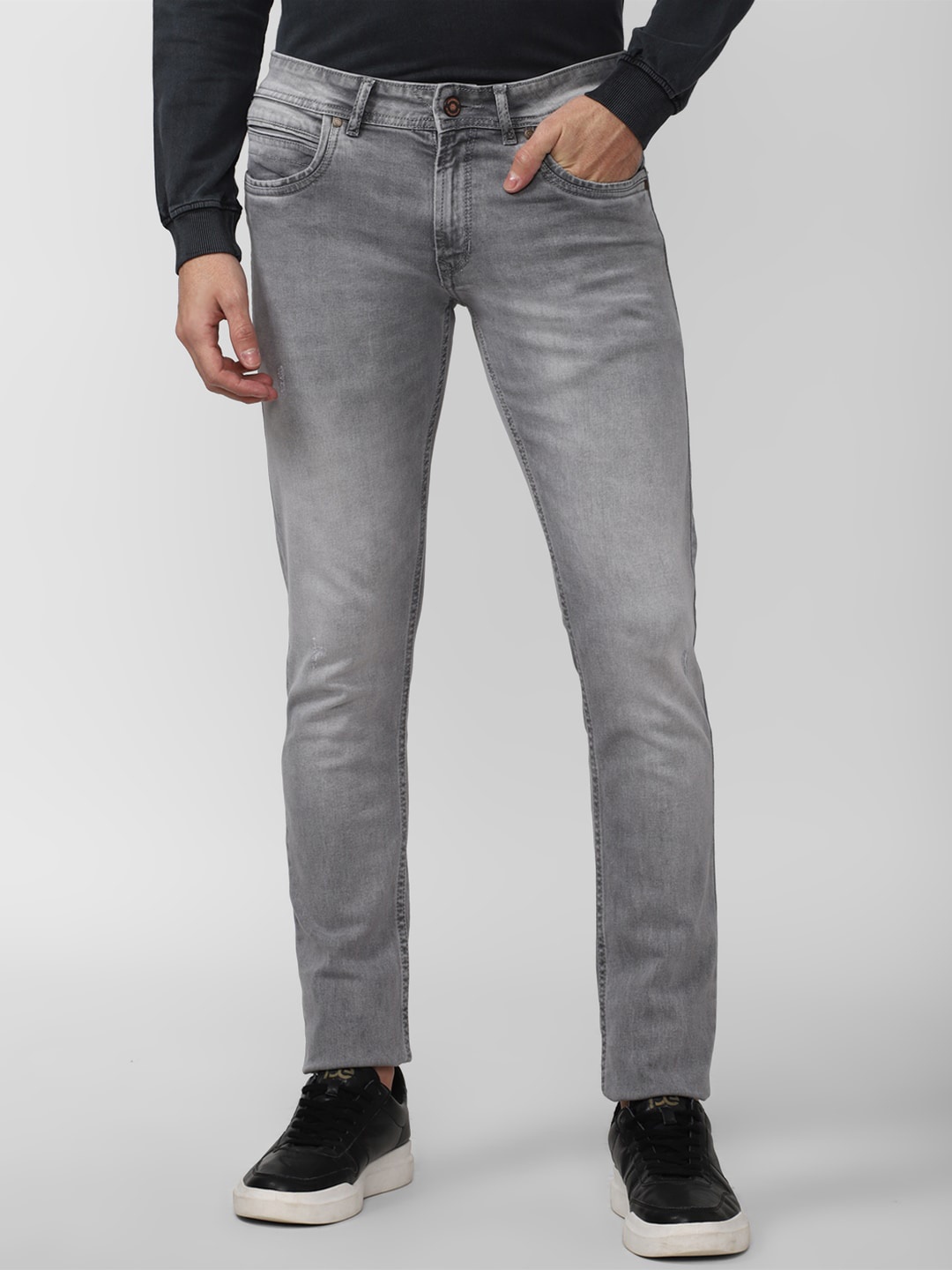 

PETER ENGLAND UNIVERSITY Men Tapered Fit Heavy Fade Cotton Jeans, Grey