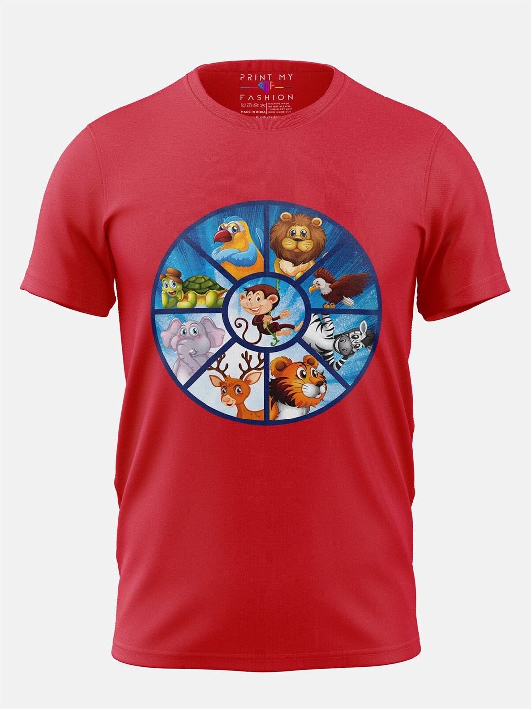 

Print My Fashion Boys Animals Design Graphic Printed Cotton Casual T-shirt, Red